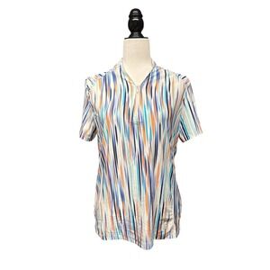 Tribal Sport Women's Multi Color Stripe UPF 50 Quarter Zip Golf Polo Medium NWT